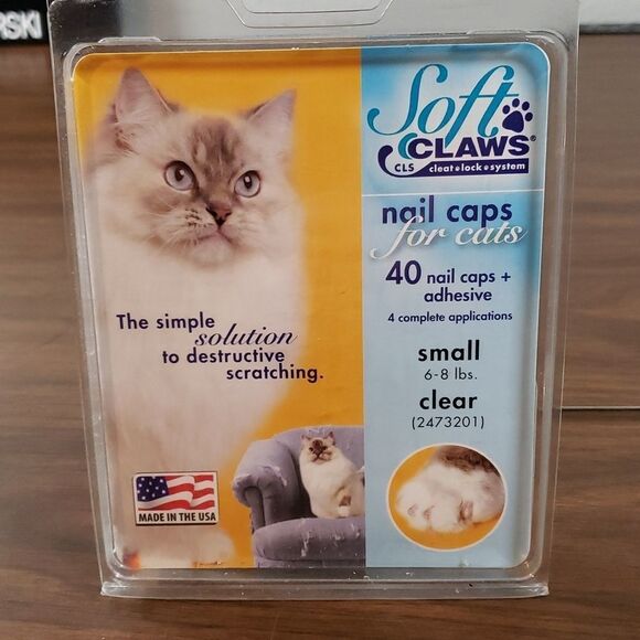 NEW Soft Claws Nail Caps for Cats 40 Caps‎ & Adhesive 4 Complete Applications - Picture 1 of 2